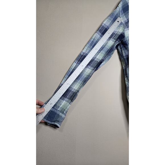 Quiksilver Mens Button UpFlannel Hoodie Blue Green Plaid Size Extra Large - Picture 5 of 8